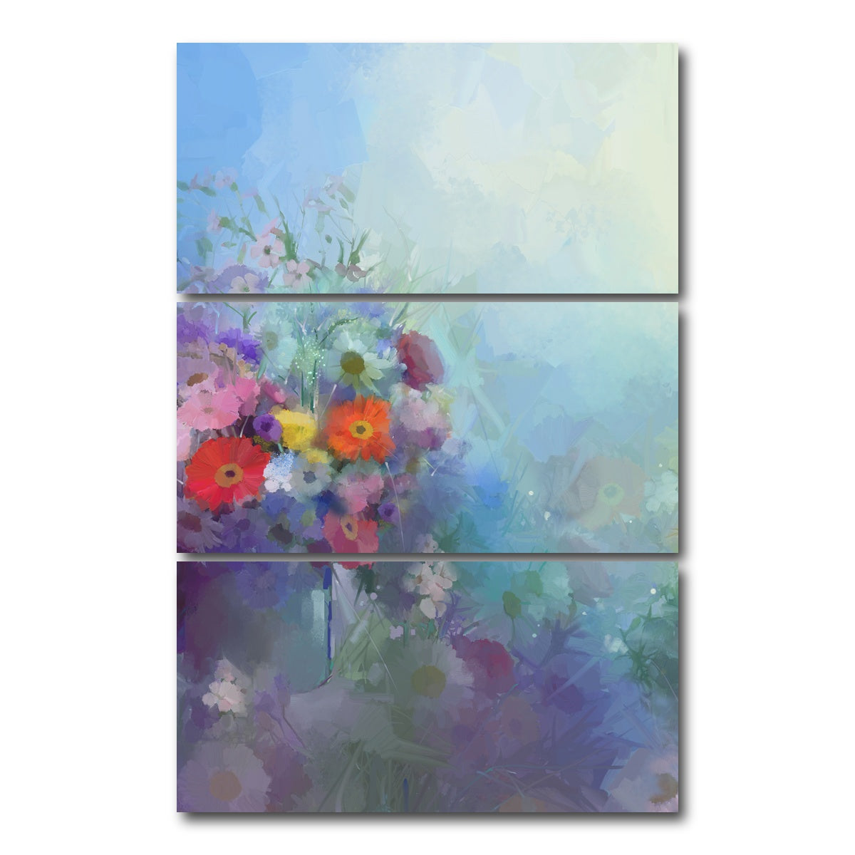 AUTO-MOCKUP WHITE | Flower oil painting | 3 Piece | Gallery Wrap Canvas | group=12x24_stacked