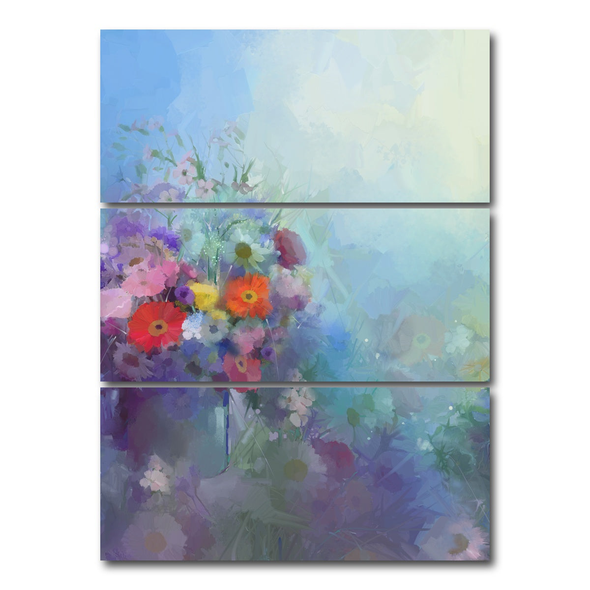 AUTO-MOCKUP WHITE | Flower oil painting | 3 Piece | Gallery Wrap Canvas | group=8x18_stacked