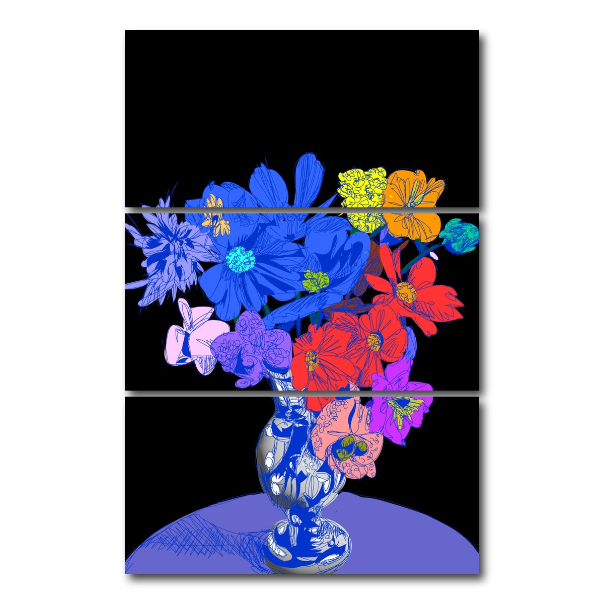 AUTO-MOCKUP WHITE | Flower vase | 3 Piece | Gallery Wrap Canvas | group=12x24_stacked