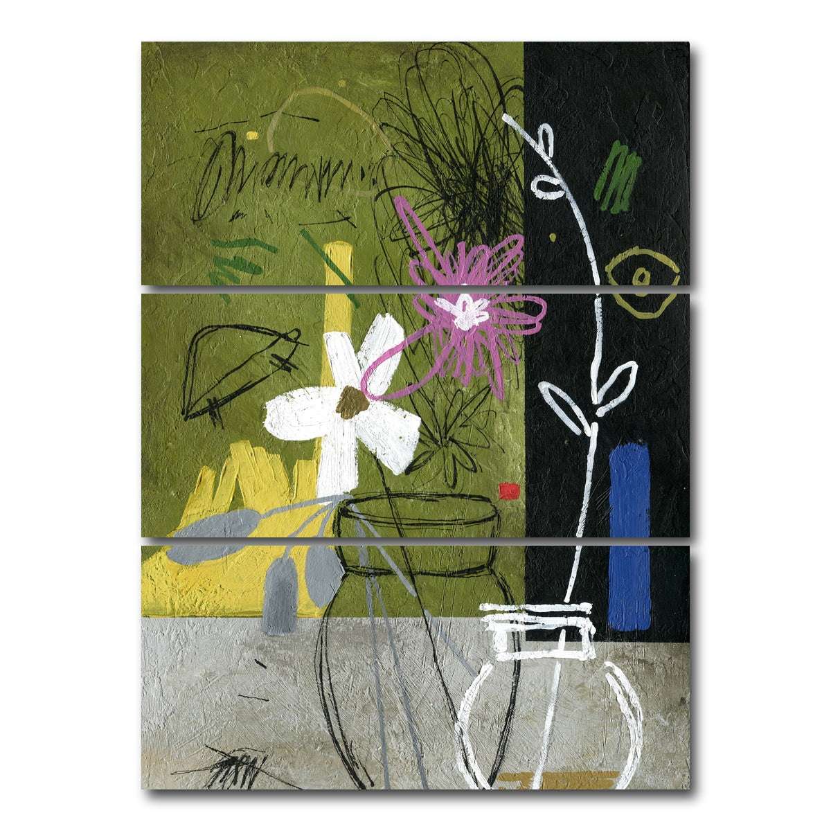 AUTO-MOCKUP WHITE | Flowers Abstract | 3 Piece | Gallery Wrap Canvas | group=8x18_stacked