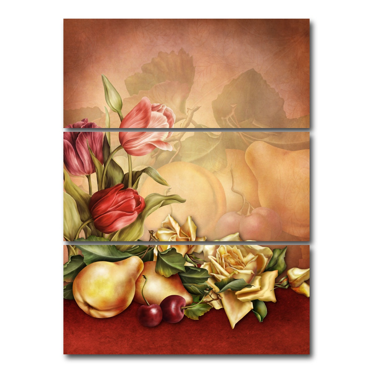 AUTO-MOCKUP WHITE | Flowers & Fruits | 3 Piece | Gallery Wrap Canvas | group=8x18_stacked