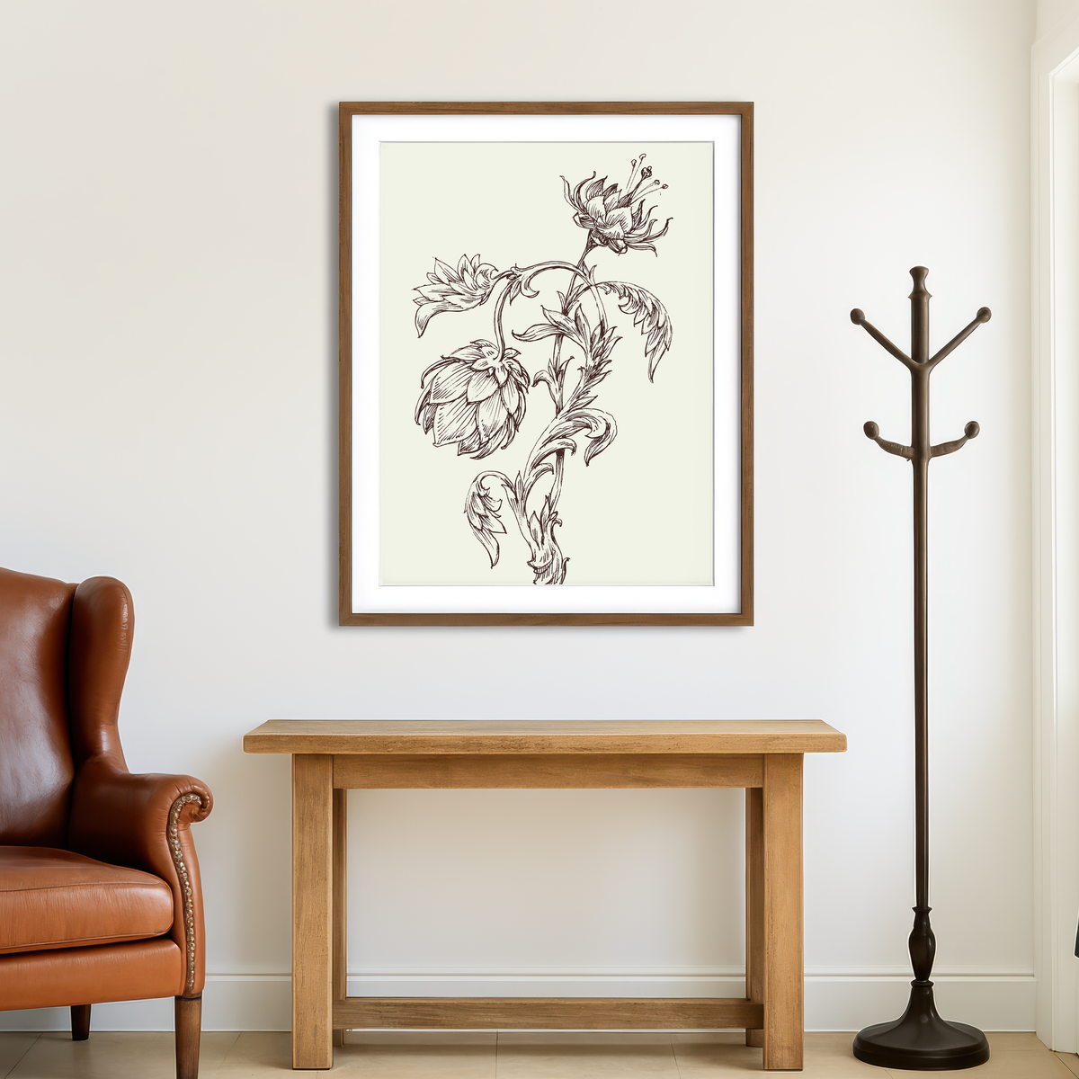 AUTO-MOCKUP ROOM | Flowers Sketch Wall Art