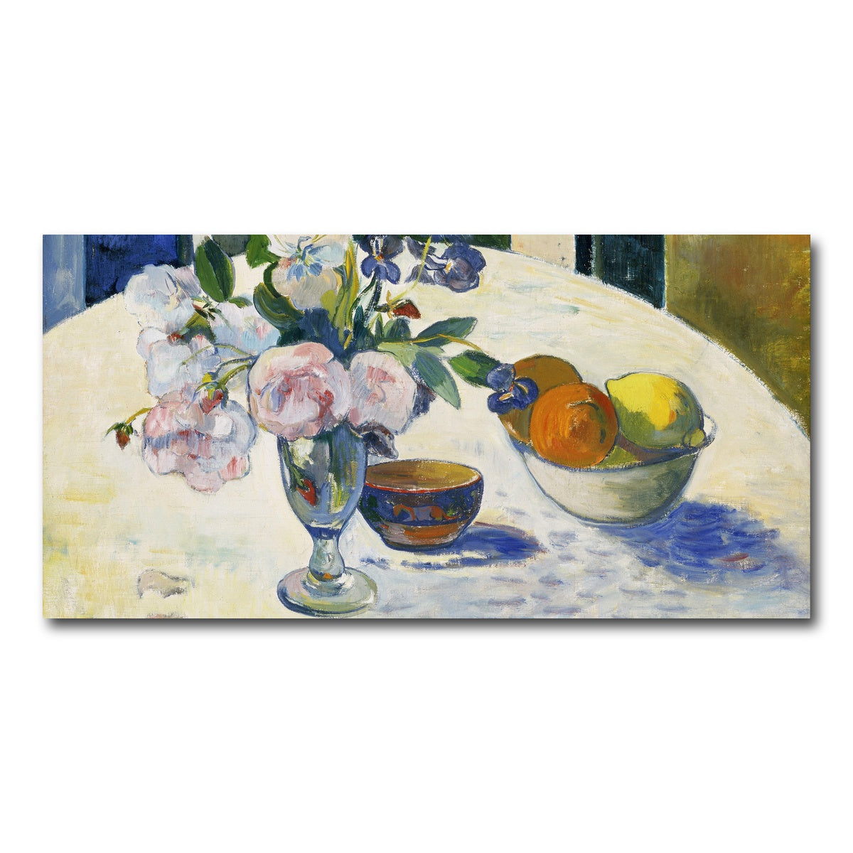 AUTO-MOCKUP WHITE | Flowers and a Bowl of Fruit on a Table | 1 Piece | Gallery Wrap Canvas | group=2x1