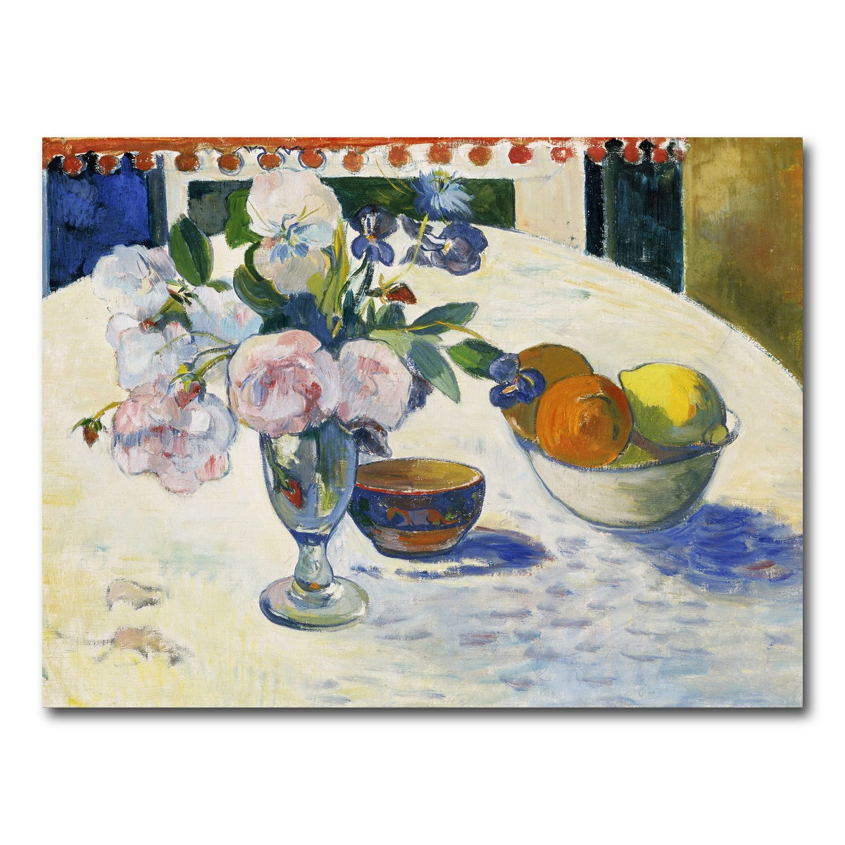 AUTO-MOCKUP WHITE | Flowers and a Bowl of Fruit on a Table | 1 Piece | Gallery Wrap Canvas | group=4x3