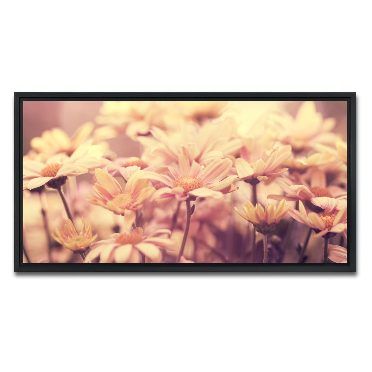 AUTO-MOCKUP WHITE | Flowers at Sunset | 1 Piece | Black Framed Canvas | group=2x1