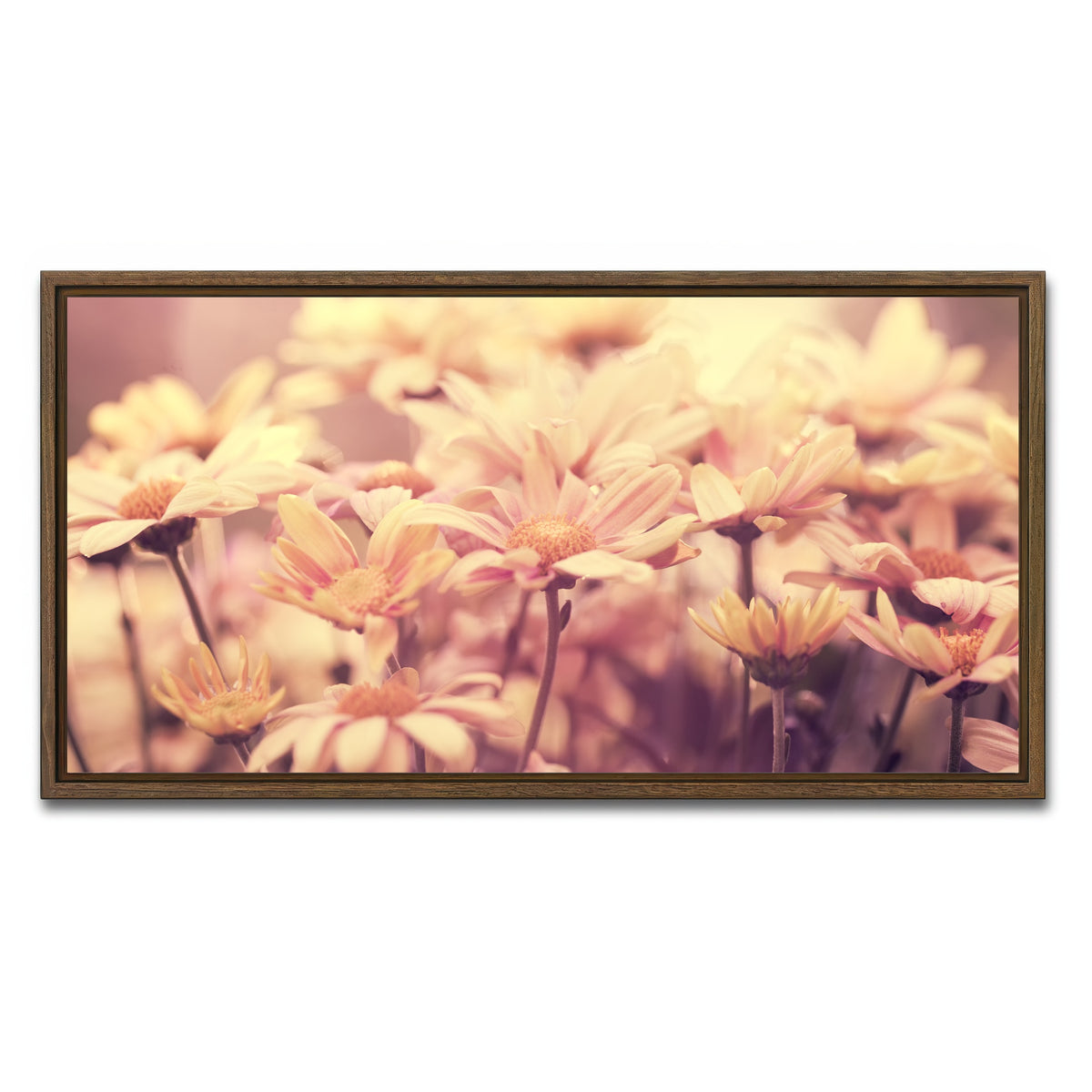 AUTO-MOCKUP WHITE | Flowers at Sunset | 1 Piece | Walnut Framed Canvas | group=2x1