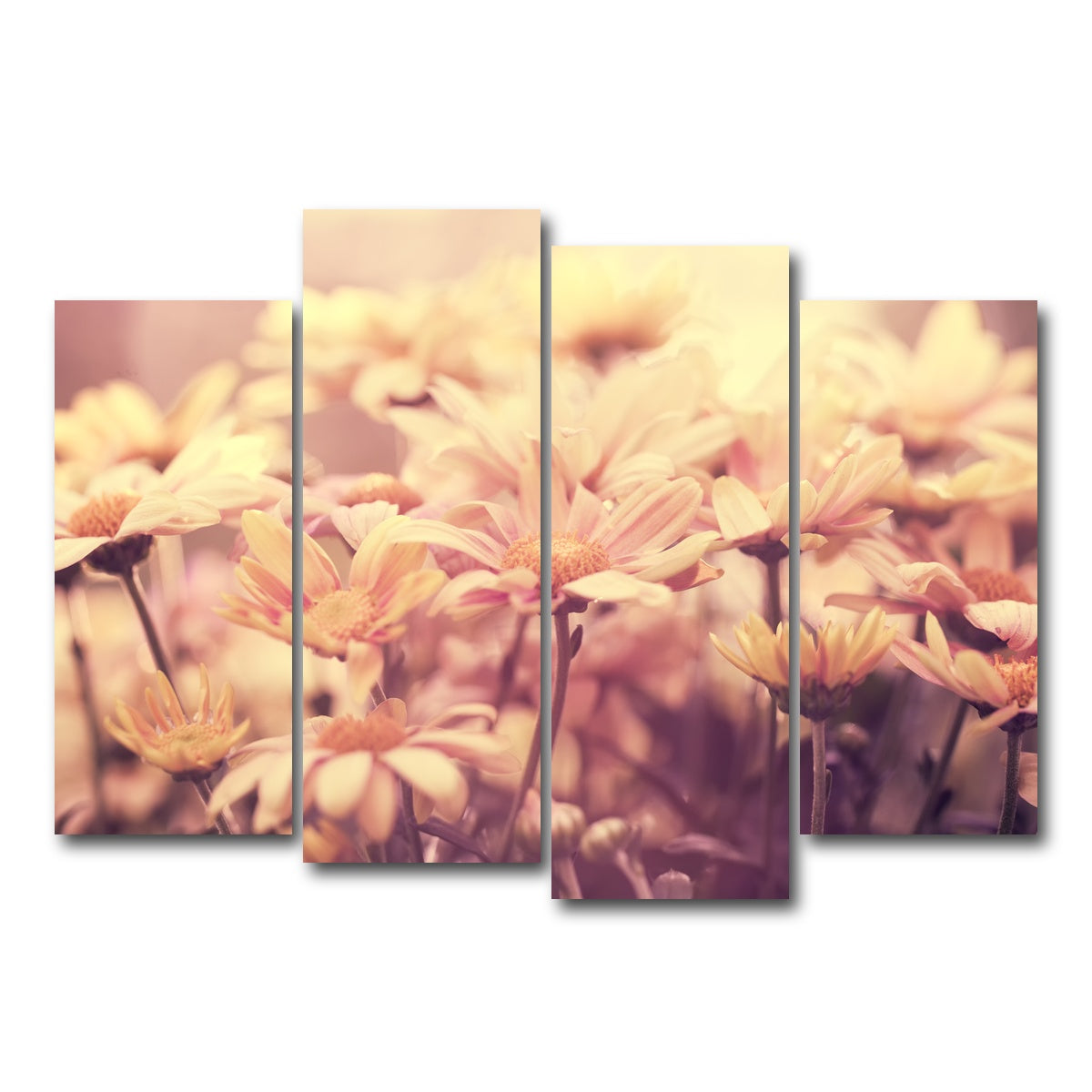 AUTO-MOCKUP WHITE | Flowers at Sunset | 4 Piece | Gallery Wrap Canvas | group=4_normal