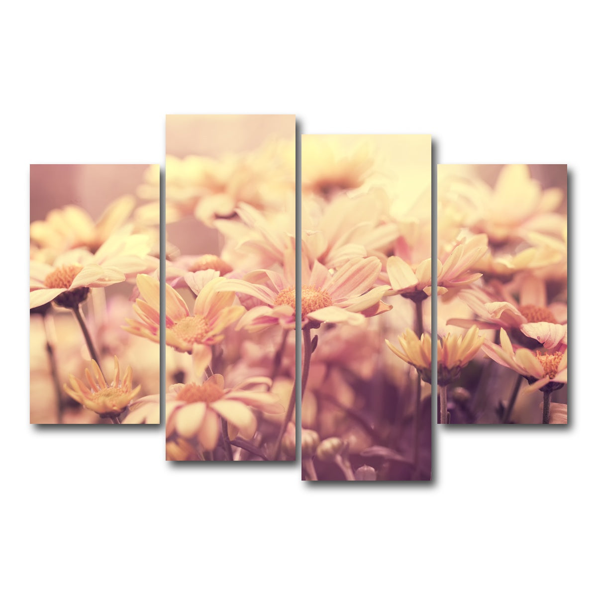 AUTO-MOCKUP WHITE | Flowers at Sunset | 4 Piece | Gallery Wrap Canvas | group=4_short