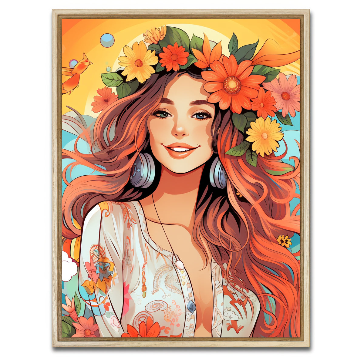 AUTO-MOCKUP WHITE | Flowers in Her Hair | 1 Piece | Natural Framed Canvas | group=3x4