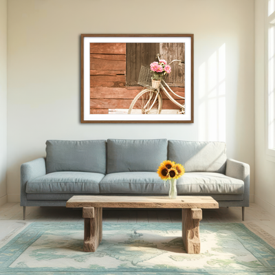 AUTO-MOCKUP ROOM | Flowers in a Bicycle Basket Wall Art