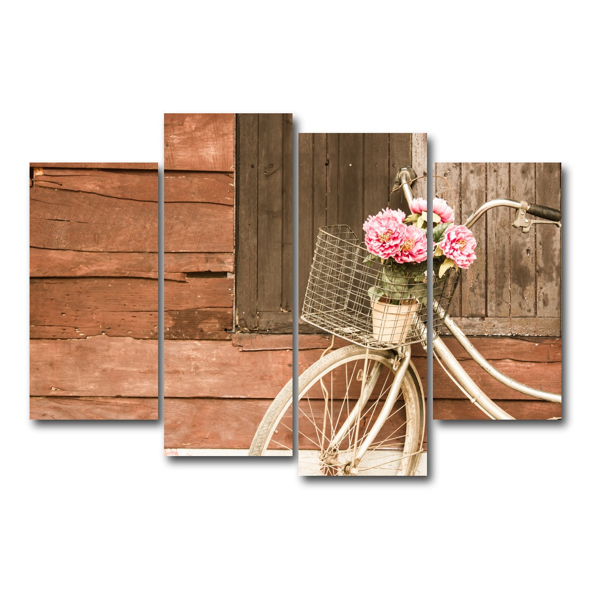 AUTO-MOCKUP WHITE | Flowers in a Bicycle Basket | 4 Piece | Gallery Wrap Canvas | group=4_short