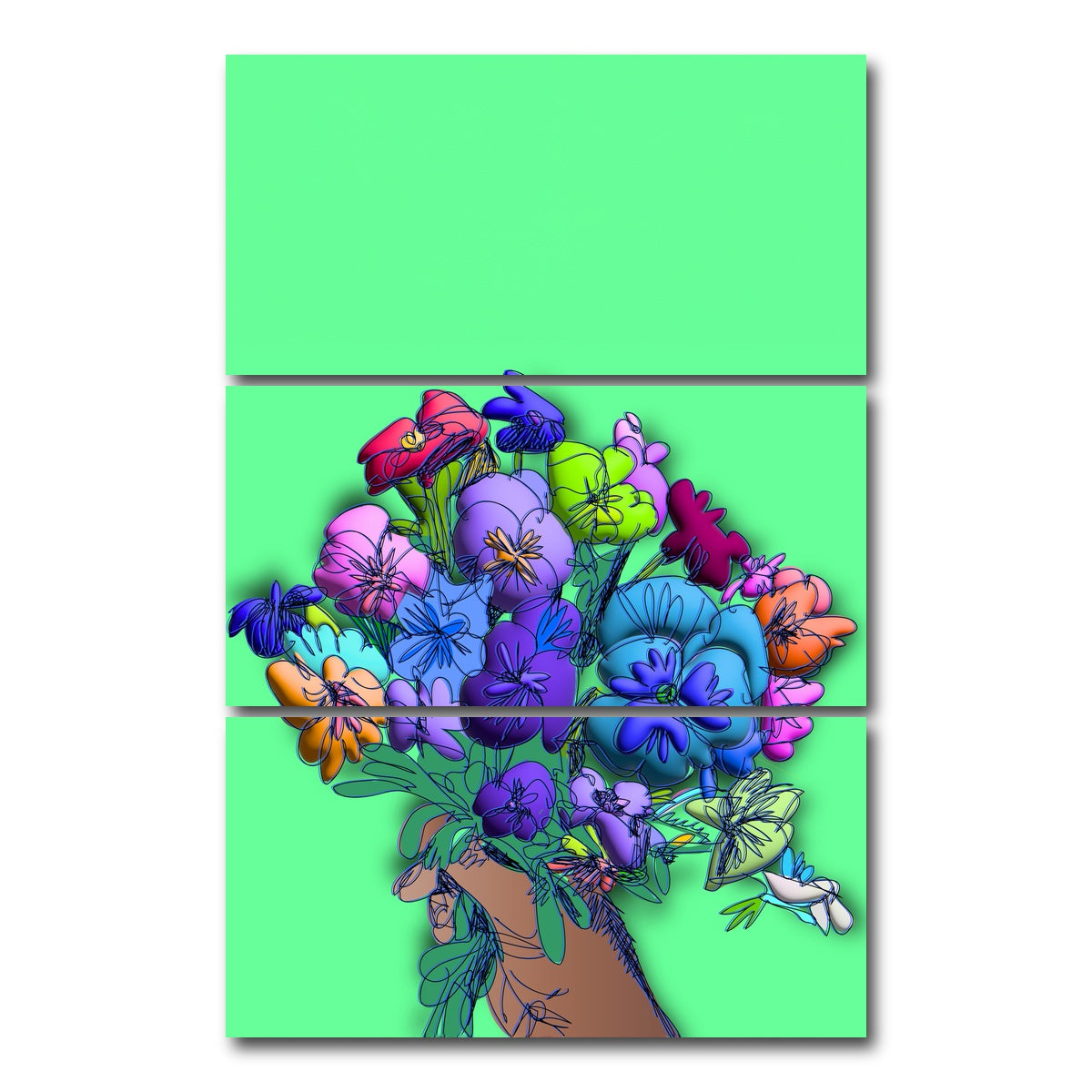 AUTO-MOCKUP WHITE | Flowers in hand | 3 Piece | Gallery Wrap Canvas | group=12x24_stacked