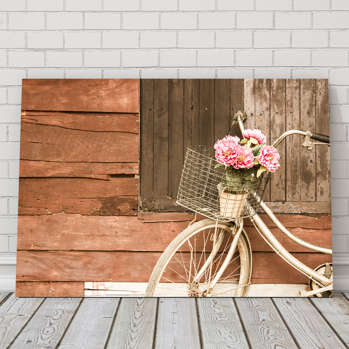 Flowers in a Bicycle Basket Wall Art
