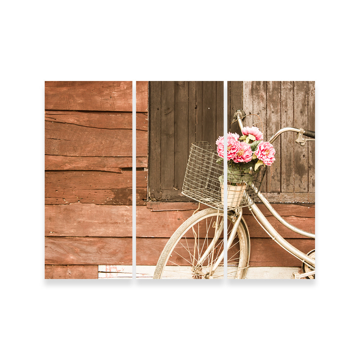 Flowers in a Bicycle Basket Wall Art