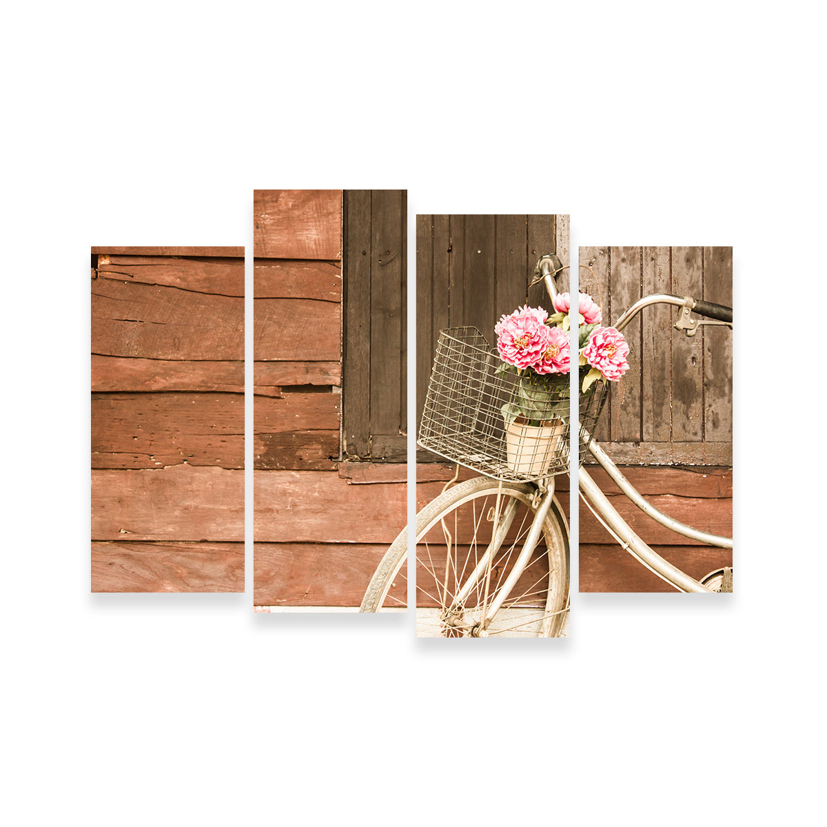 Flowers in a Bicycle Basket Wall Art
