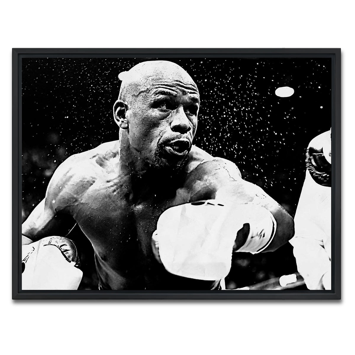 AUTO-MOCKUP WHITE | Floyd Mayweather Jr. Grayscale | 1 Piece | Black Framed Canvas | group=4x3