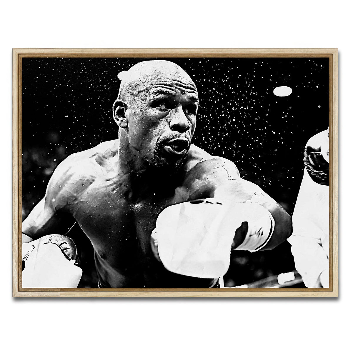 AUTO-MOCKUP WHITE | Floyd Mayweather Jr. Grayscale | 1 Piece | Natural Framed Canvas | group=4x3