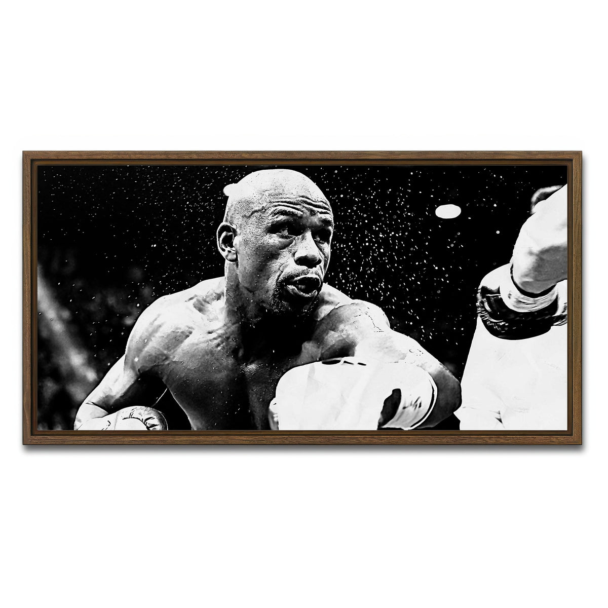 AUTO-MOCKUP WHITE | Floyd Mayweather Jr. Grayscale | 1 Piece | Walnut Framed Canvas | group=2x1