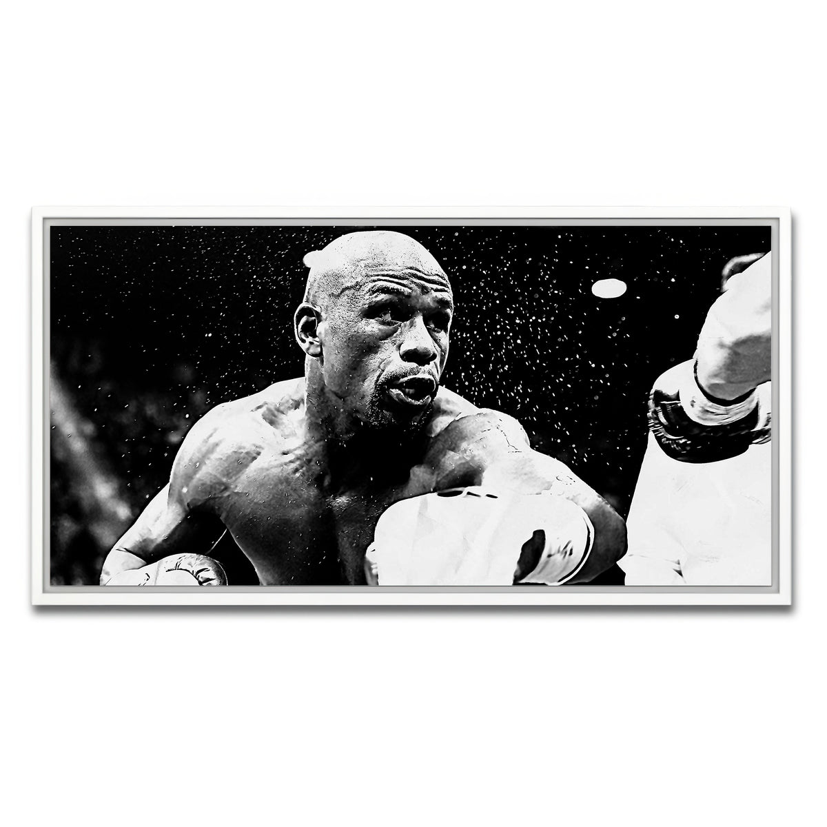 AUTO-MOCKUP WHITE | Floyd Mayweather Jr. Grayscale | 1 Piece | White Framed Canvas | group=2x1