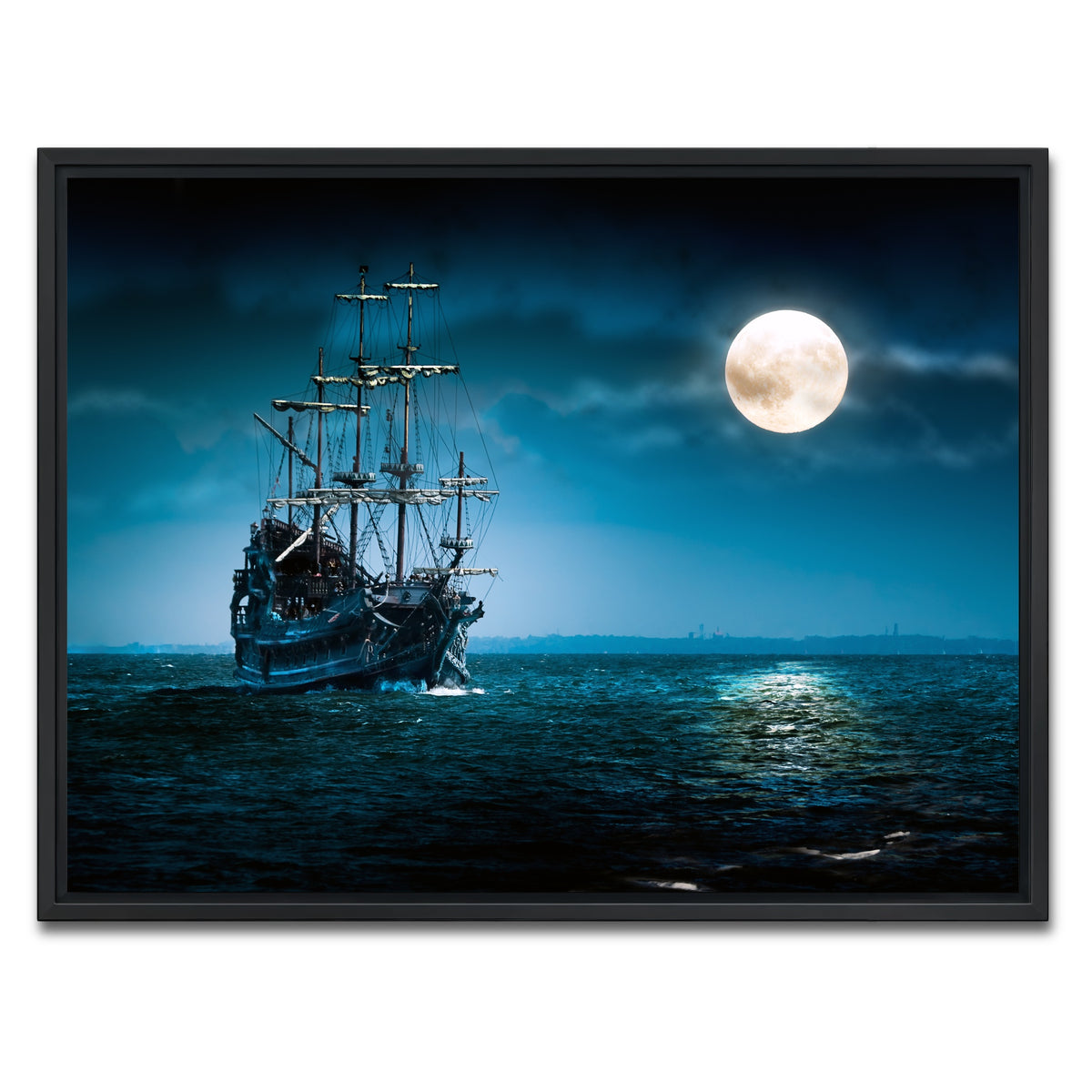 AUTO-MOCKUP WHITE | Flying Dutchman Moonlit | 1 Piece | Black Framed Canvas | group=4x3