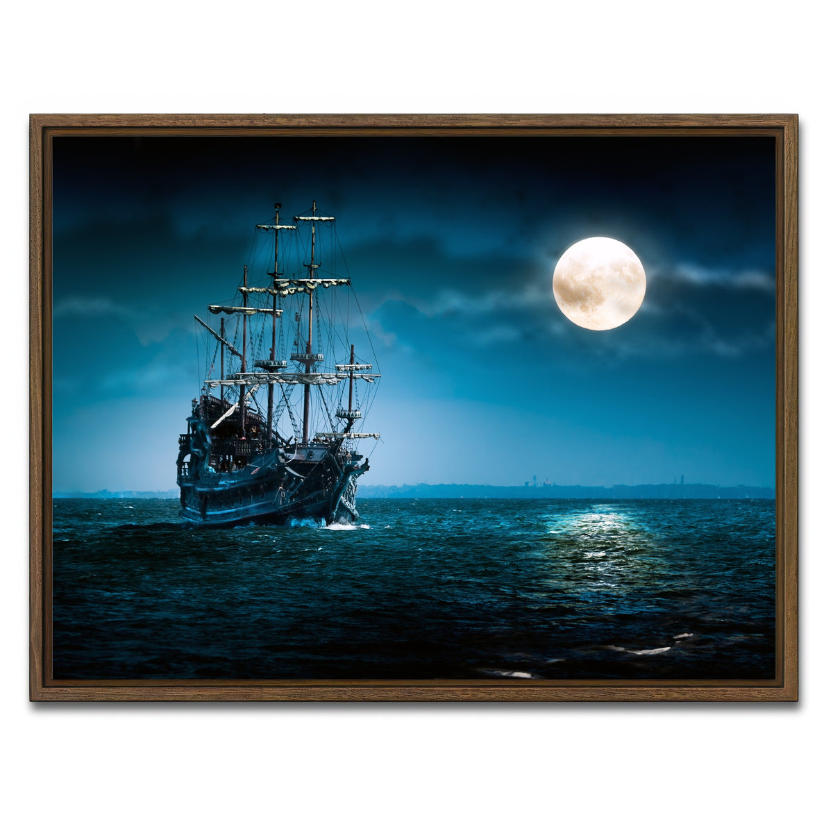 AUTO-MOCKUP WHITE | Flying Dutchman Moonlit | 1 Piece | Walnut Framed Canvas | group=4x3