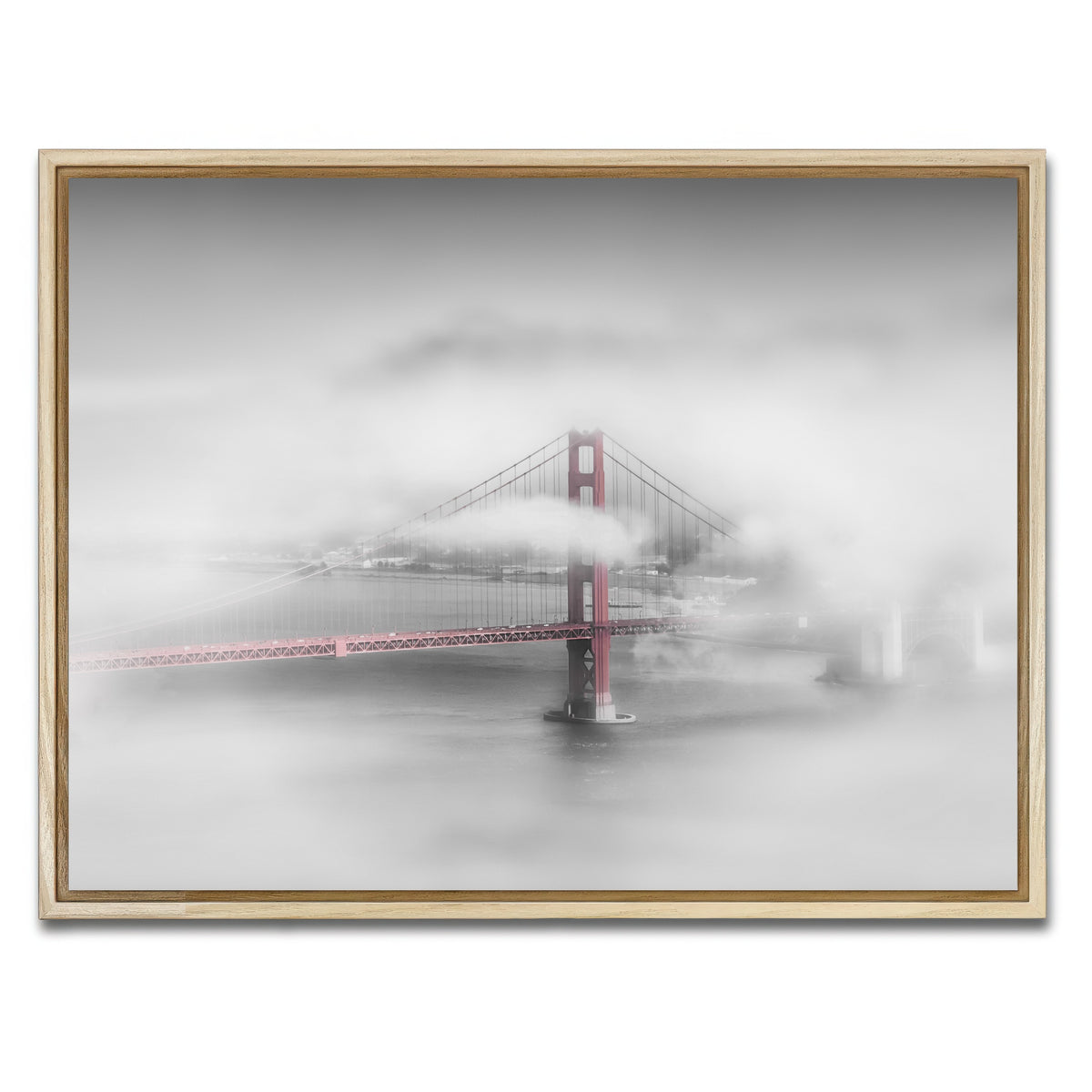 AUTO-MOCKUP WHITE | Foggy Golden Gate Bridge | 1 Piece | Natural Framed Canvas | group=4x3