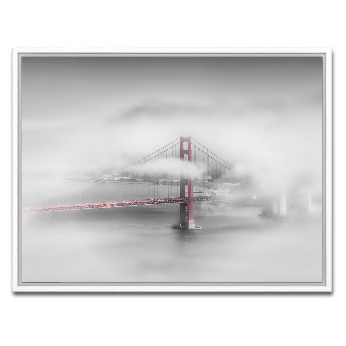 AUTO-MOCKUP WHITE | Foggy Golden Gate Bridge | 1 Piece | White Framed Canvas | group=4x3