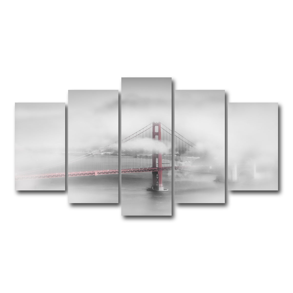 AUTO-MOCKUP WHITE | Foggy Golden Gate Bridge | 5 Piece | Gallery Wrap Canvas | group=5_normal