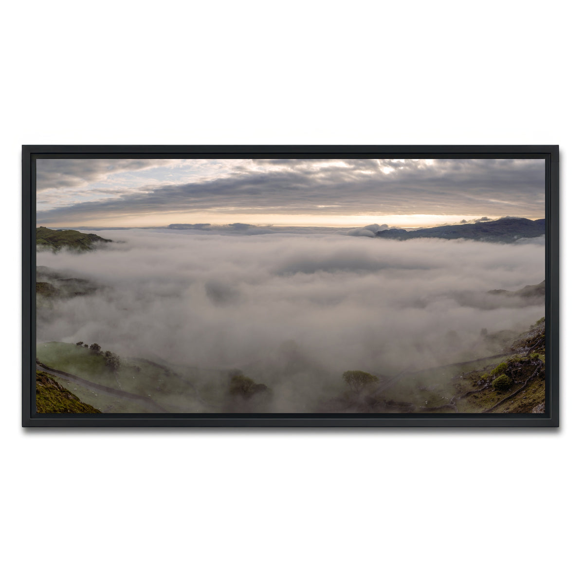 AUTO-MOCKUP WHITE | Foggy Snowdonia | 1 Piece | Black Framed Canvas | group=2x1
