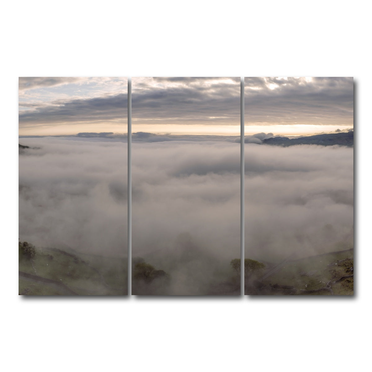 AUTO-MOCKUP WHITE | Foggy Snowdonia | 3 Piece | Gallery Wrap Canvas | group=12x24