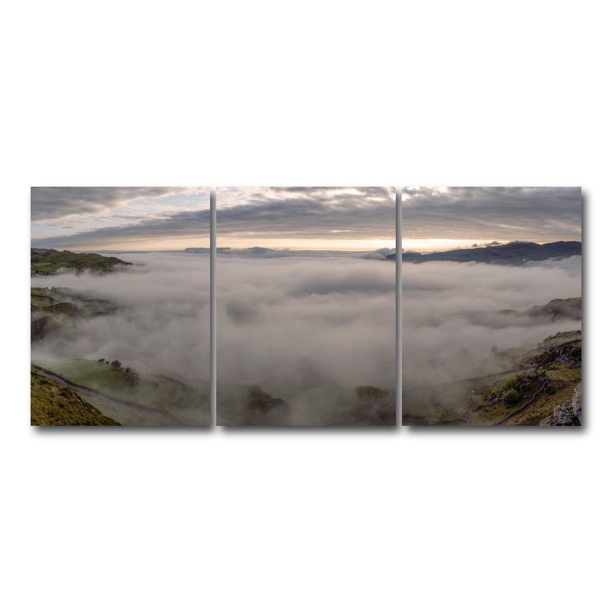 AUTO-MOCKUP WHITE | Foggy Snowdonia | 3 Piece | Gallery Wrap Canvas | group=18x24