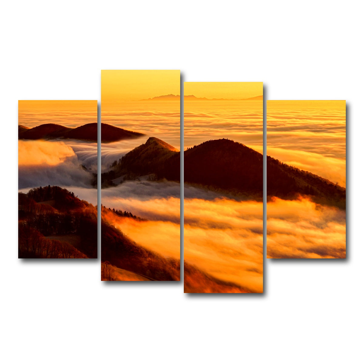 AUTO-MOCKUP WHITE | Foggy Sunset | 4 Piece | Gallery Wrap Canvas | group=4_short