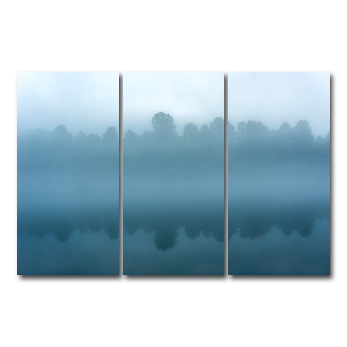 AUTO-MOCKUP WHITE | Foggy Tennessee Morning on the River | 3 Piece | Gallery Wrap Canvas | group=12x24