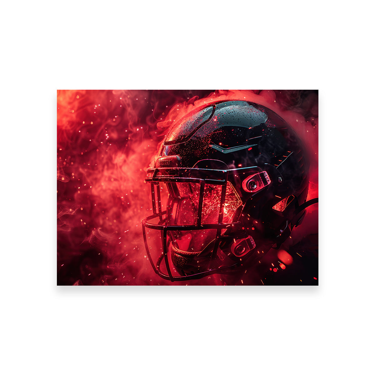 Football Helmet Red Wall Art