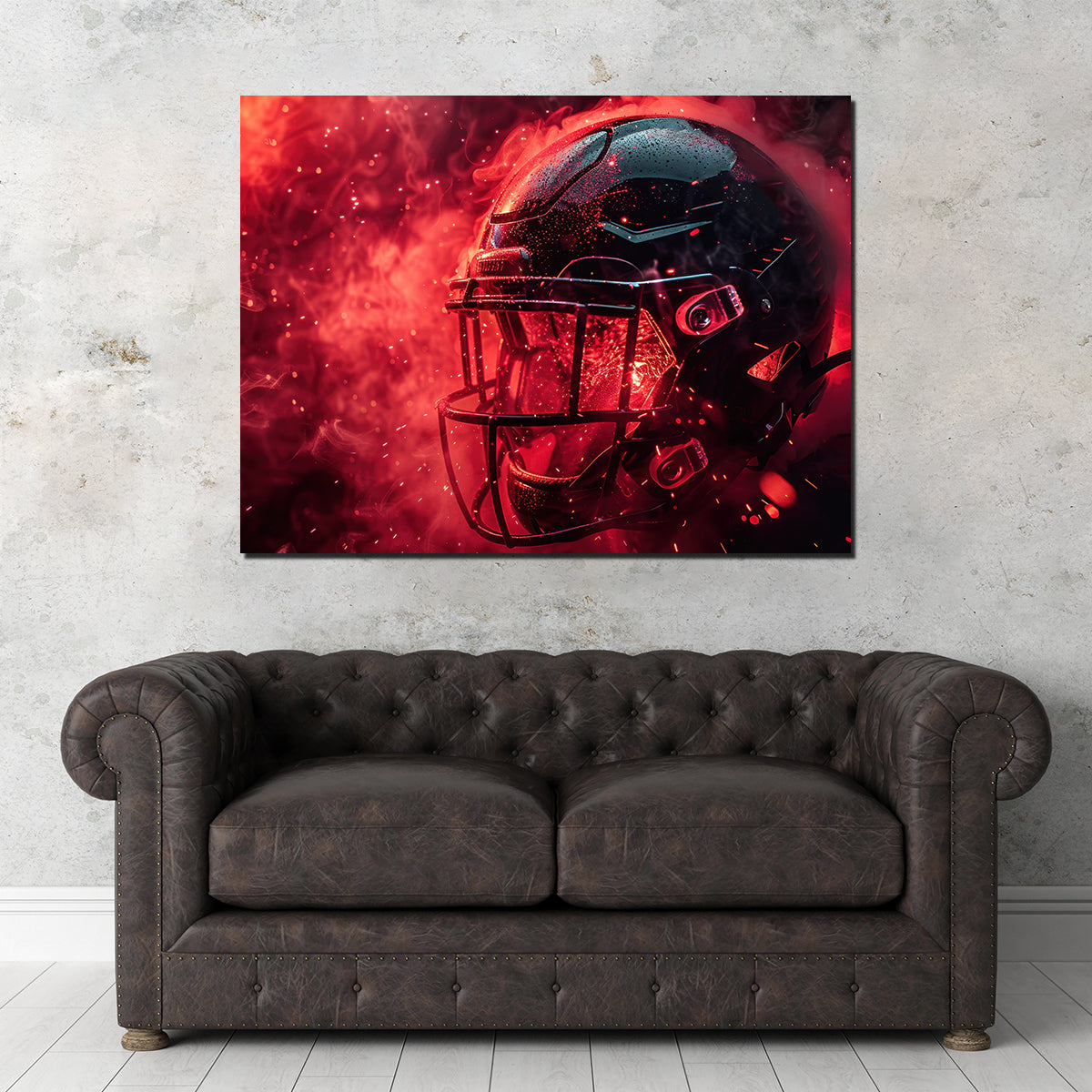 Football Helmet Red Wall Art