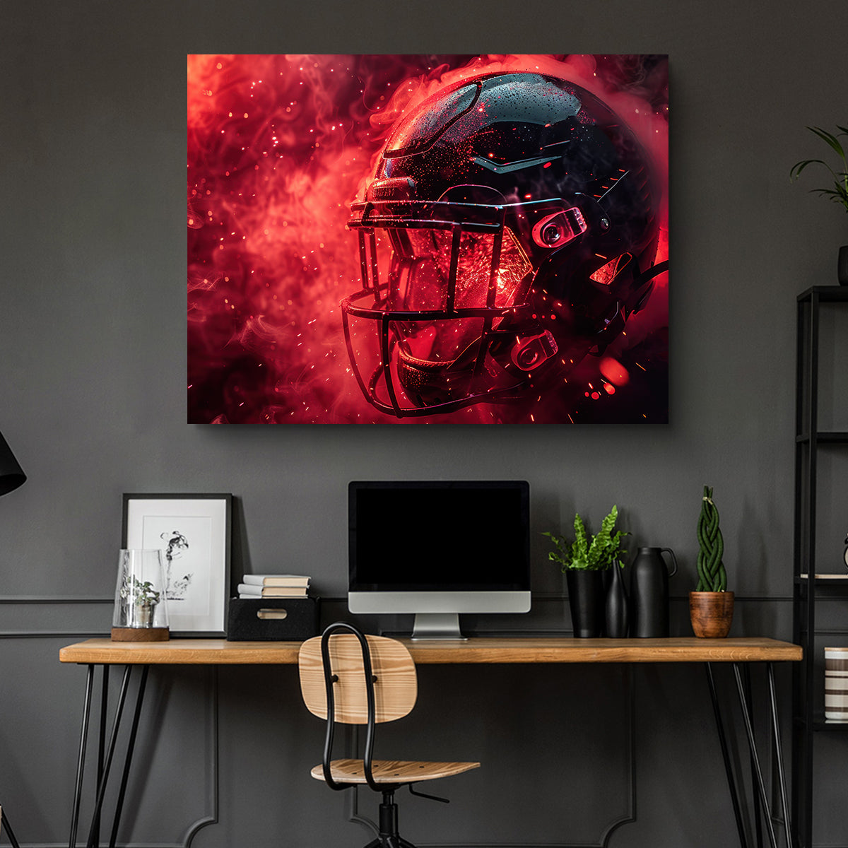 Football Helmet Red Wall Art