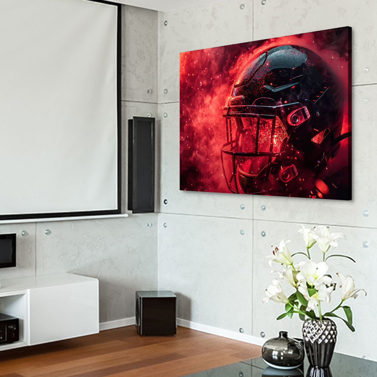 Football Helmet Red Wall Art