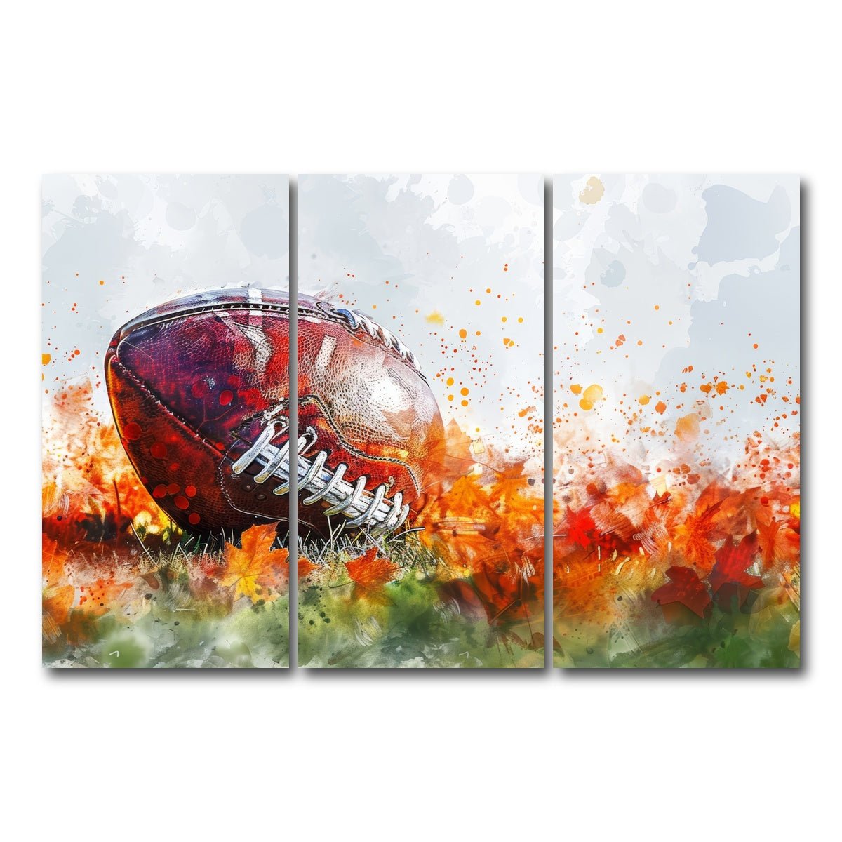 AUTO-MOCKUP WHITE | Football Abstract | 3 Piece | Gallery Wrap Canvas | group=12x24