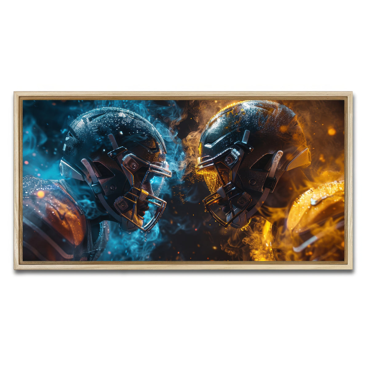 AUTO-MOCKUP WHITE | Football Players Head to Head | 1 Piece | Natural Framed Canvas | group=2x1