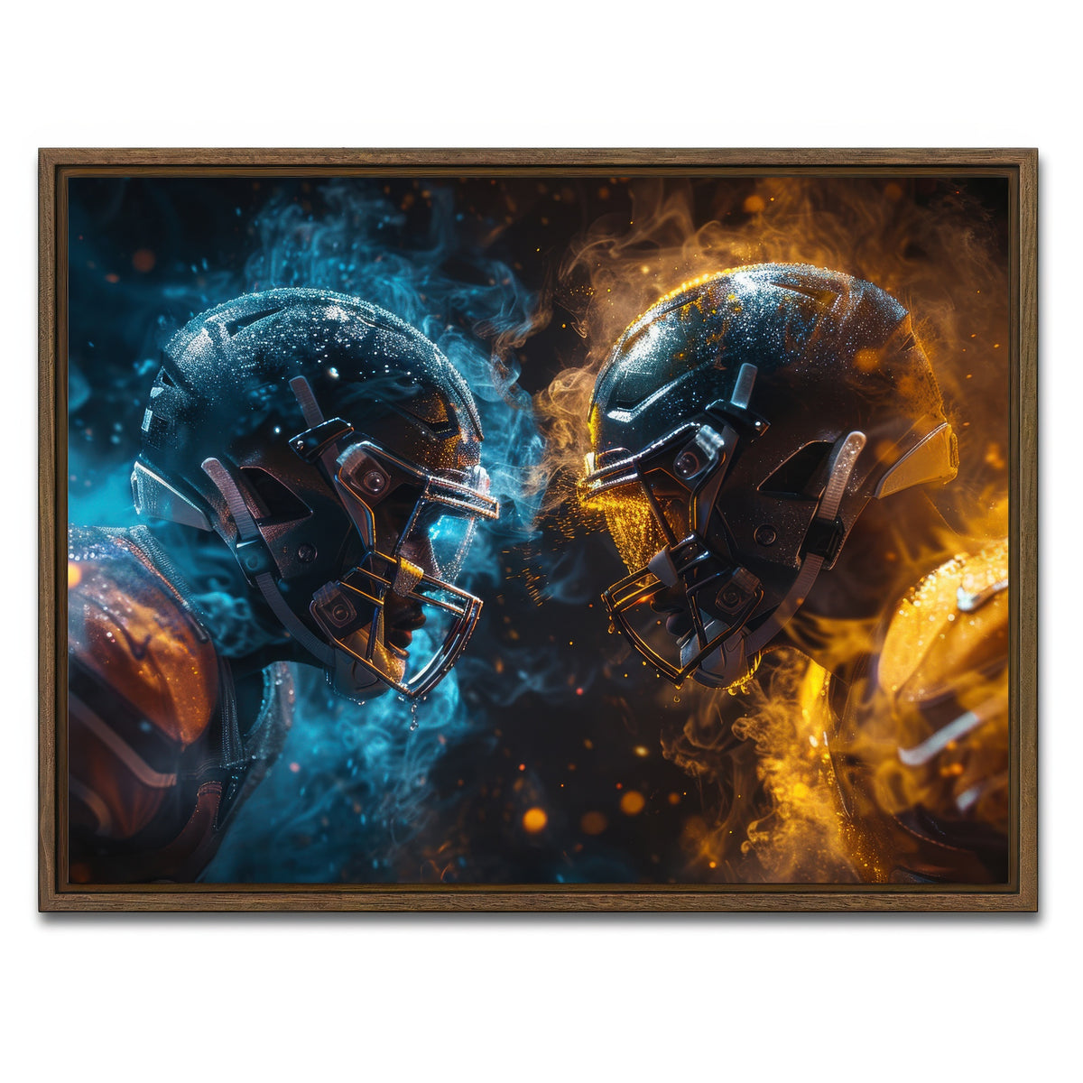 AUTO-MOCKUP WHITE | Football Players Head to Head | 1 Piece | Walnut Framed Canvas | group=4x3