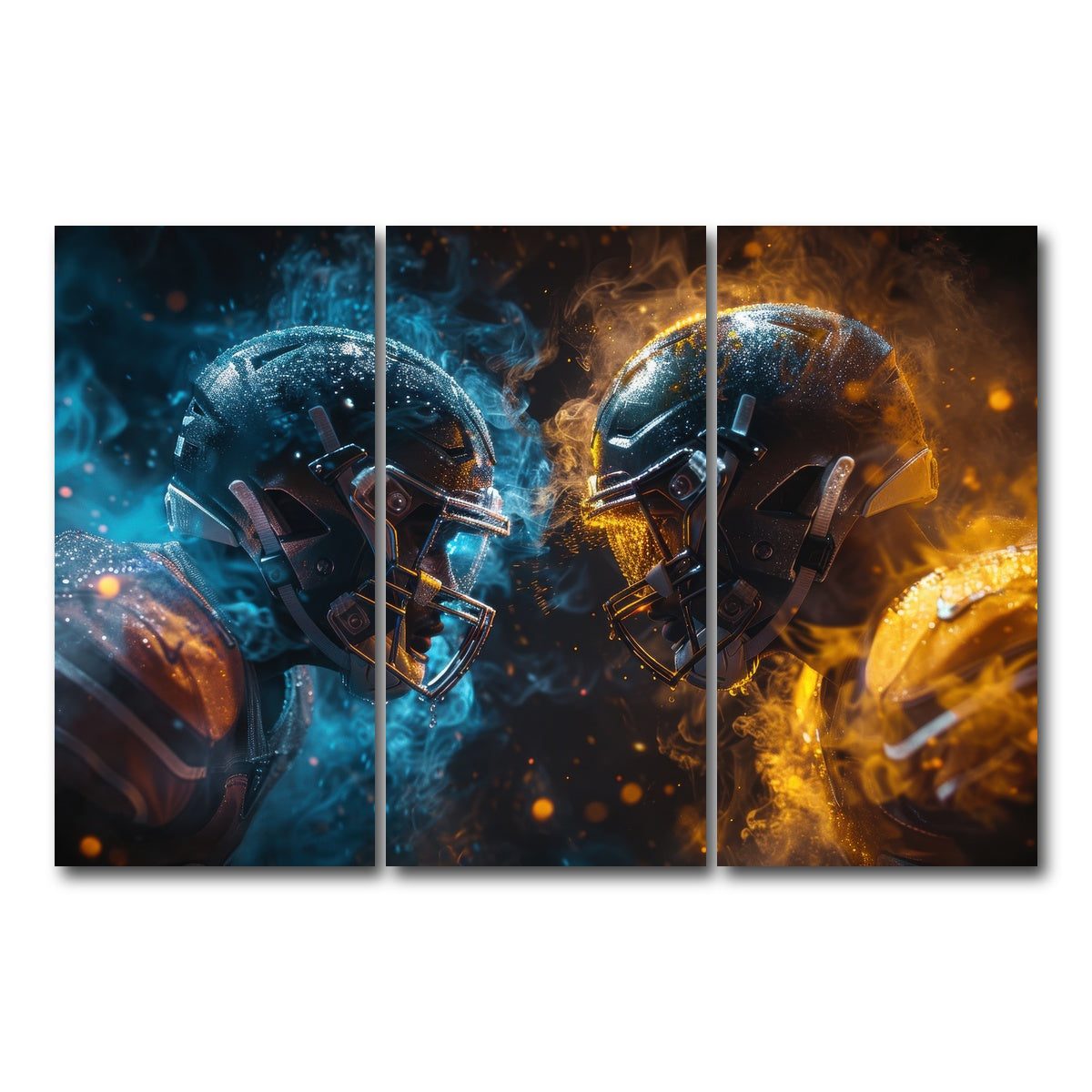 AUTO-MOCKUP WHITE | Football Players Head to Head | 3 Piece | Gallery Wrap Canvas | group=12x24