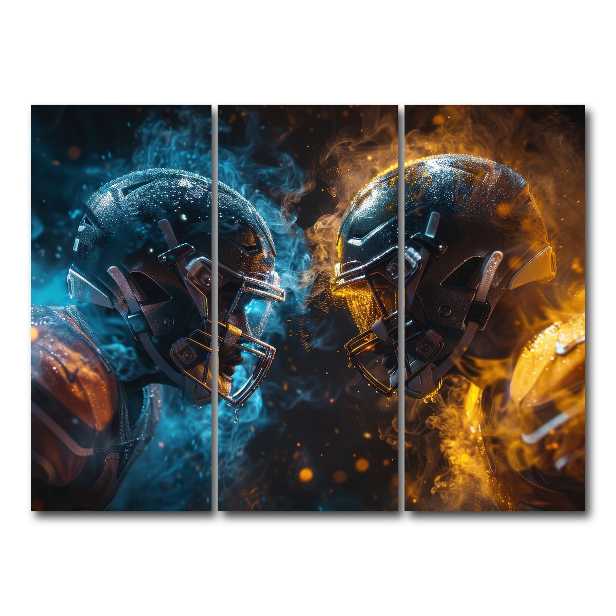 AUTO-MOCKUP WHITE | Football Players Head to Head | 3 Piece | Gallery Wrap Canvas | group=8x18