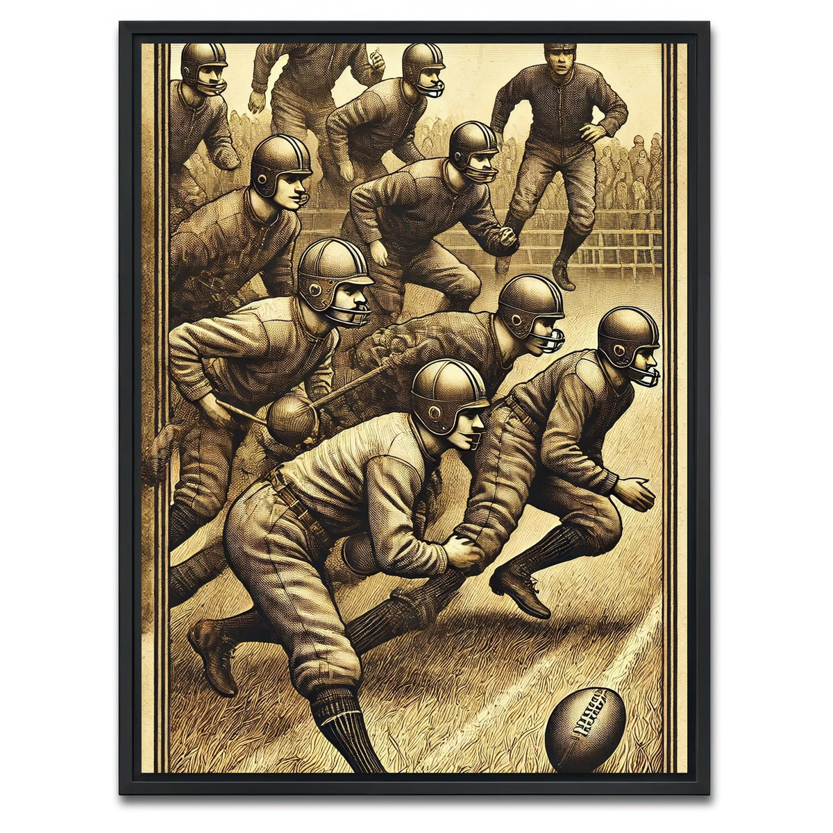 AUTO-MOCKUP WHITE | Football Scene 19th Century | 1 Piece | Black Framed Canvas | group=3x4