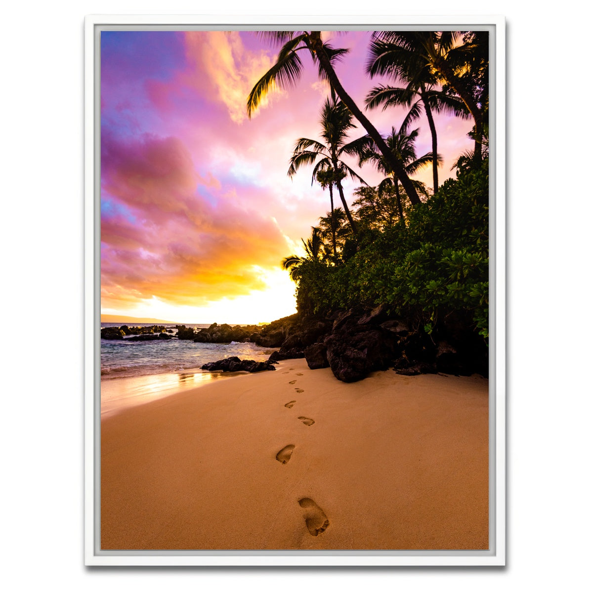 AUTO-MOCKUP WHITE | Footprints in the Sand | 1 Piece | White Framed Canvas | group=3x4