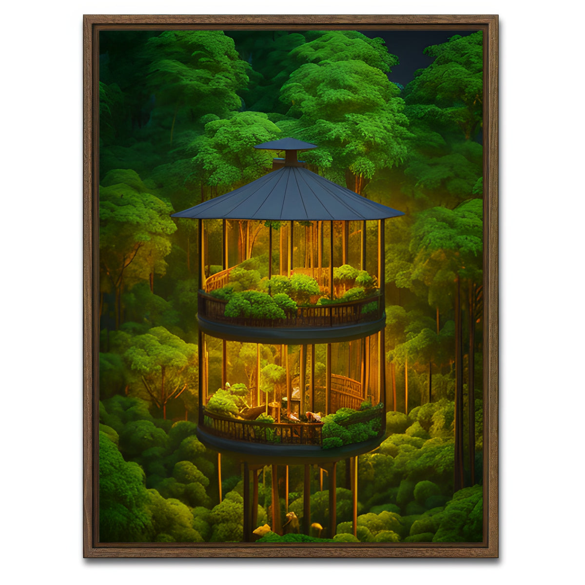 AUTO-MOCKUP WHITE | Forest Balcony | 1 Piece | Walnut Framed Canvas | group=3x4