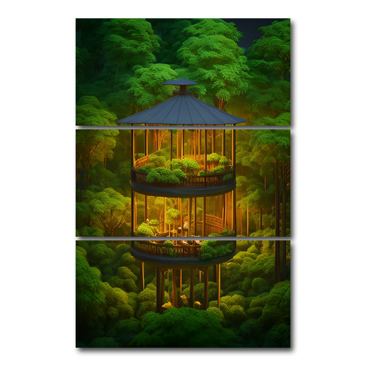 AUTO-MOCKUP WHITE | Forest Balcony | 3 Piece | Gallery Wrap Canvas | group=12x24_stacked