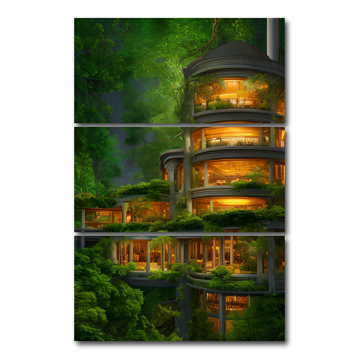 AUTO-MOCKUP WHITE | Forest Terrace | 3 Piece | Gallery Wrap Canvas | group=12x24_stacked