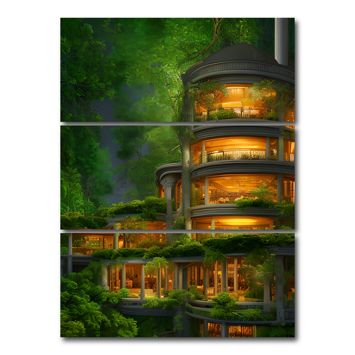 AUTO-MOCKUP WHITE | Forest Terrace | 3 Piece | Gallery Wrap Canvas | group=8x18_stacked