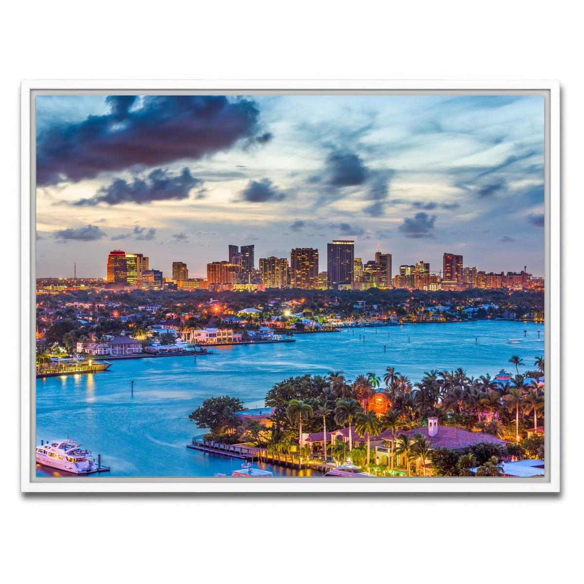 AUTO-MOCKUP WHITE | Fort Lauderdale Skyline | 1 Piece | White Framed Canvas | group=4x3