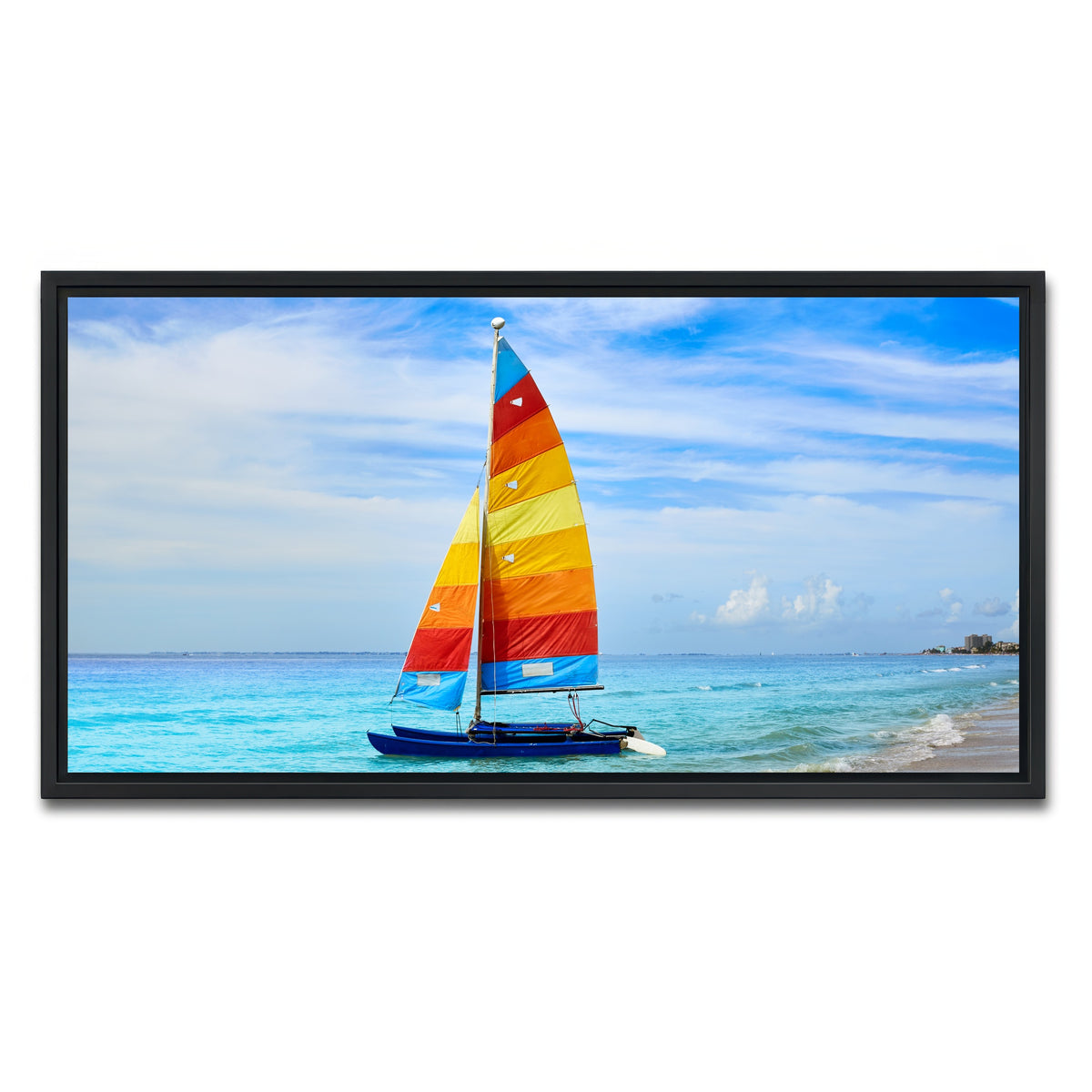AUTO-MOCKUP WHITE | Fort Myers Beach Sailboat | 1 Piece | Black Framed Canvas | group=2x1